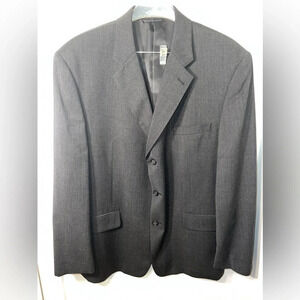 Jeffrey Banks, 46R, charcoal, gray wool single breasted, 4button,pocketed blazer